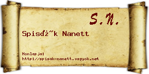 Spisák Nanett névjegykártya